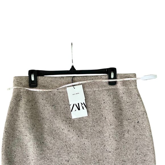 Zara 100% Wool Beige Ribbed Midi Skirt XL | High-Waisted, Sustainable Winter NWT - Picture 7 of 10